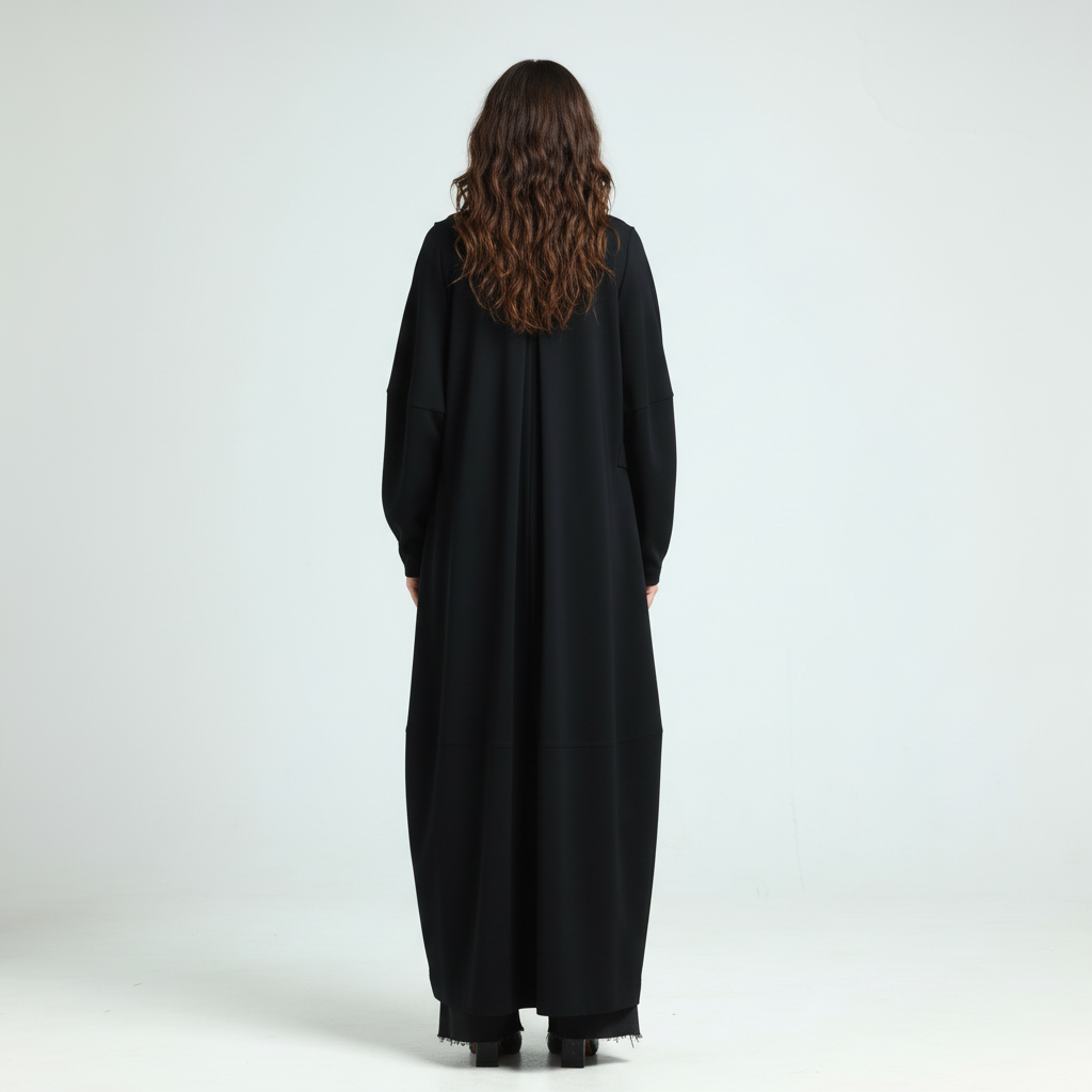 Cotton Jersey Abaya - Black