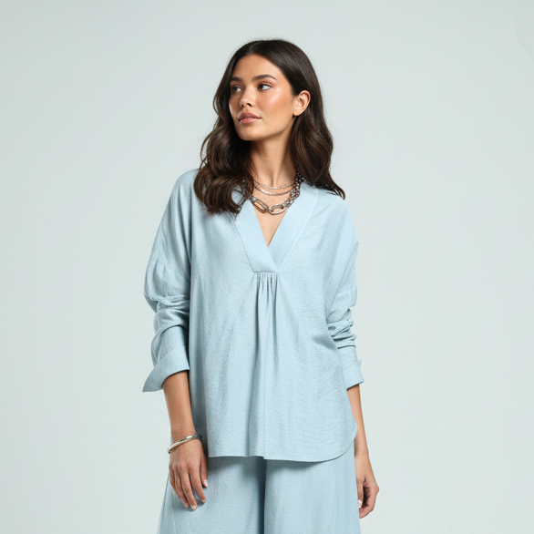 Soft Cotton Shirt - Blue