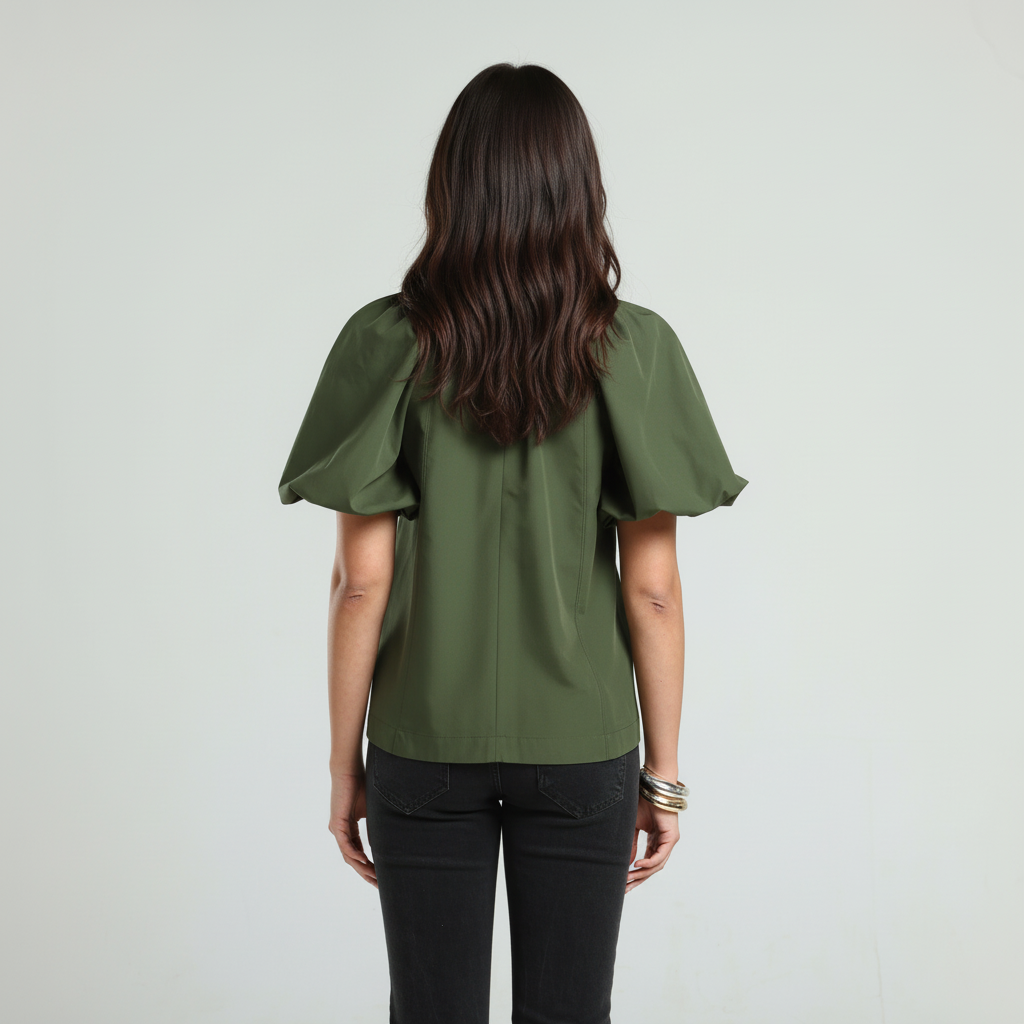 Poplin V Shirt - Olive