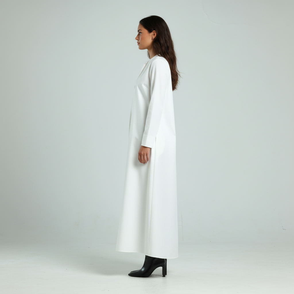 فستان قميص رسمي - أبيض