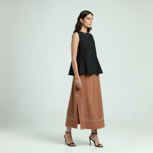 A Line Skirt - Brick