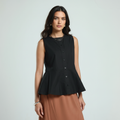 Poplin Peplum Shirt - Black