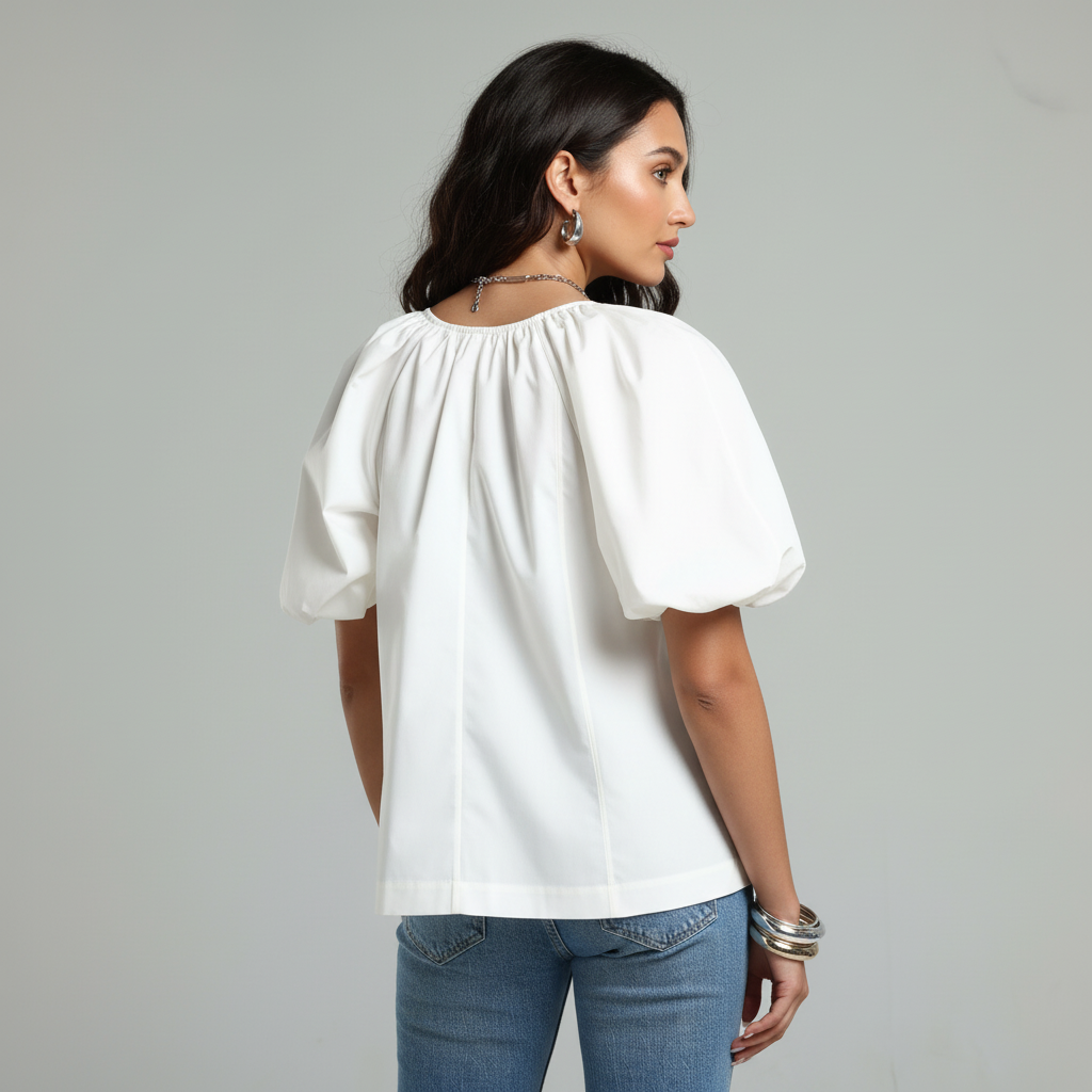 Poplin V Shirt - Off-White