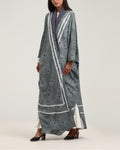 Floral Signature Bisht- Dark Grey