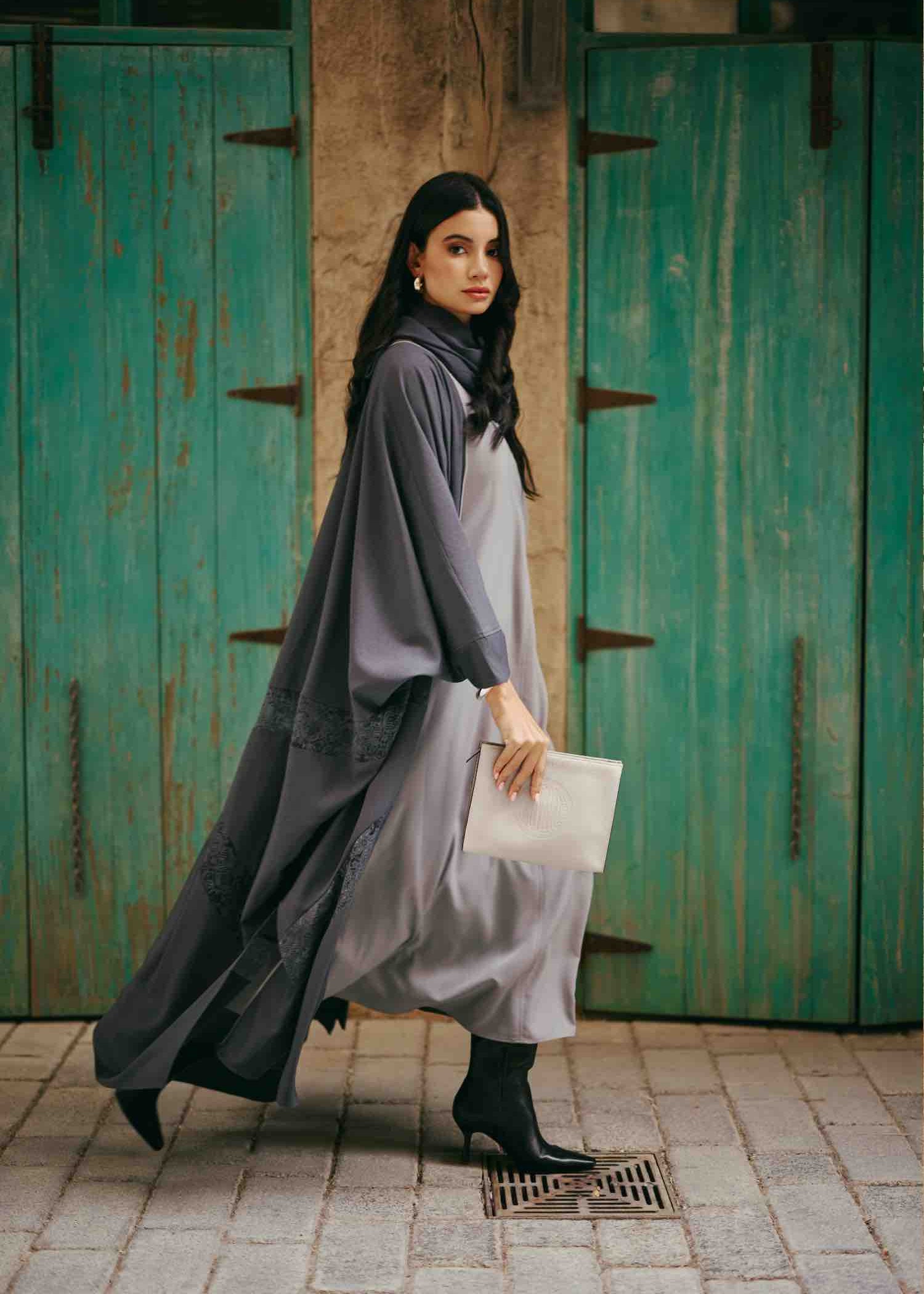 Lace Signature Bisht - Dark Gray