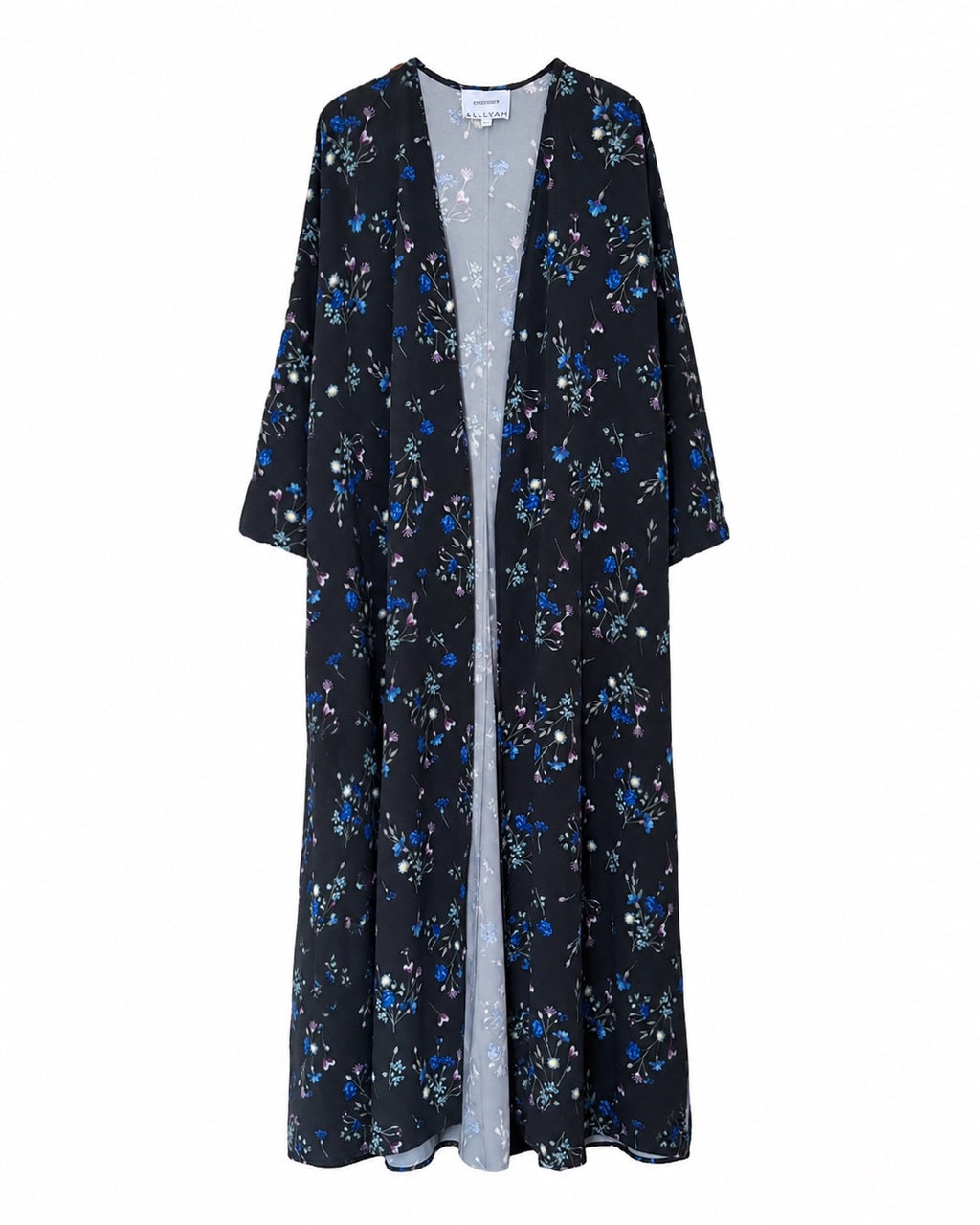 Black Floral Print Abaya