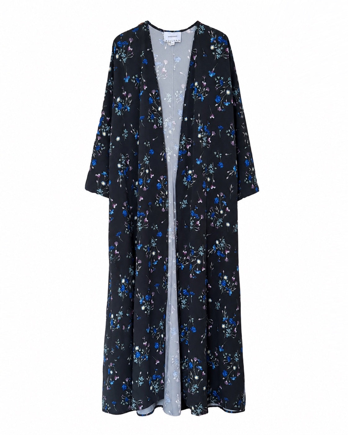 Black Floral Print Abaya