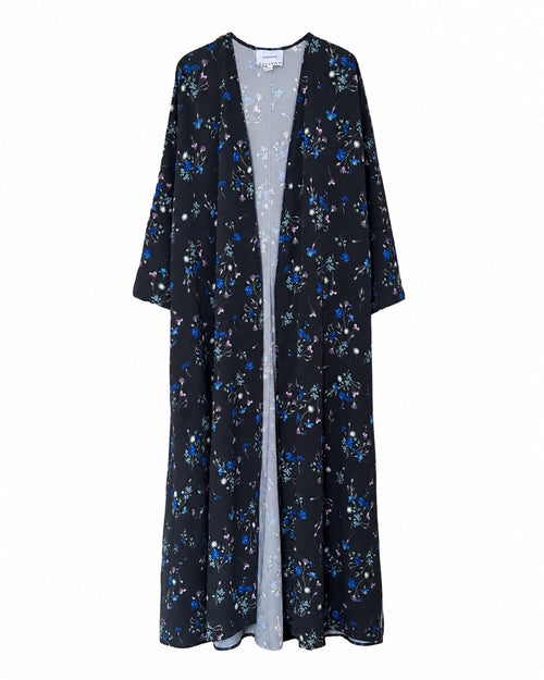 Black Floral Print Abaya