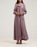 Long Sleeve V Neck Kaftan - Dusty Pink