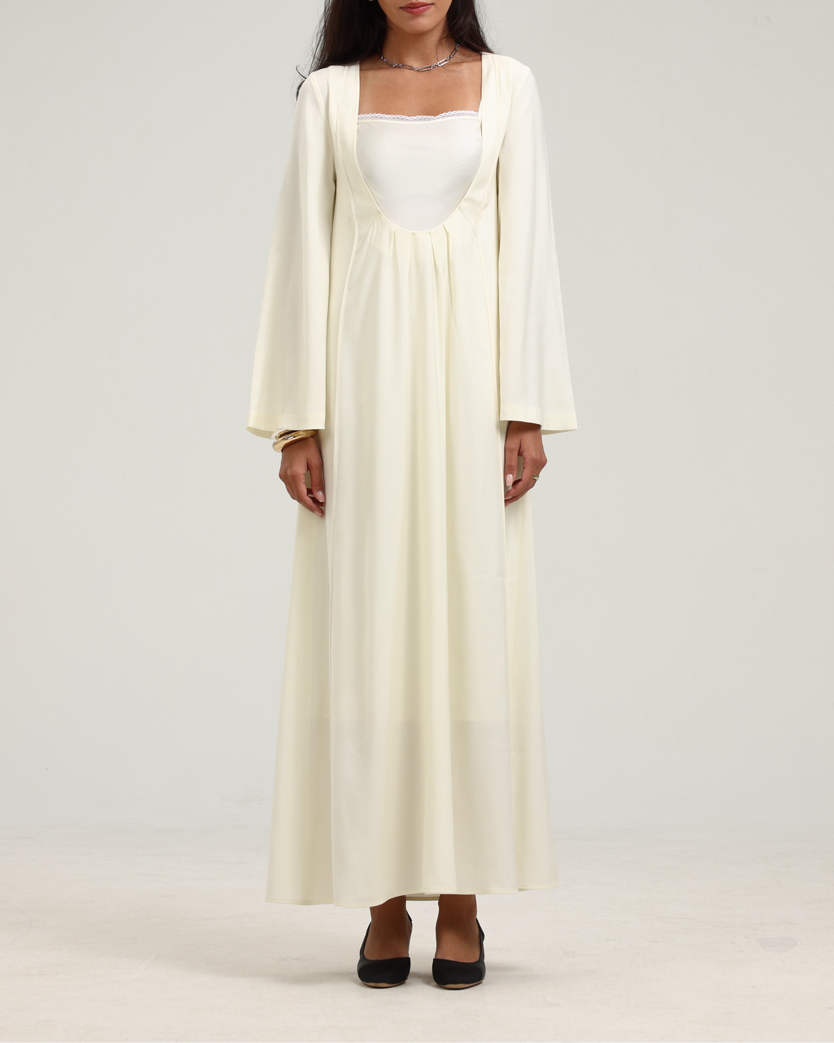 Open Front Kaftan - Cream