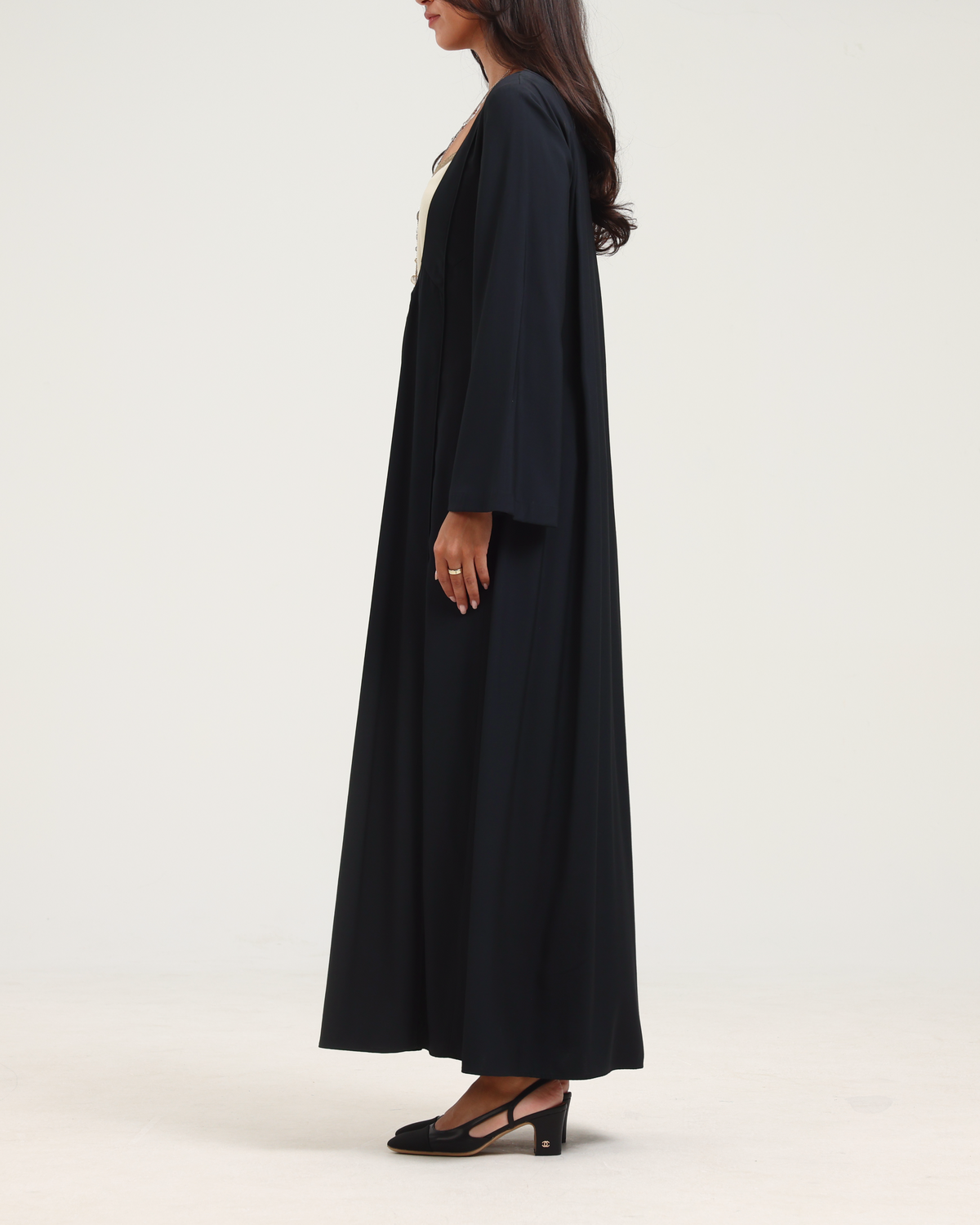 Open Front Kaftan - Black