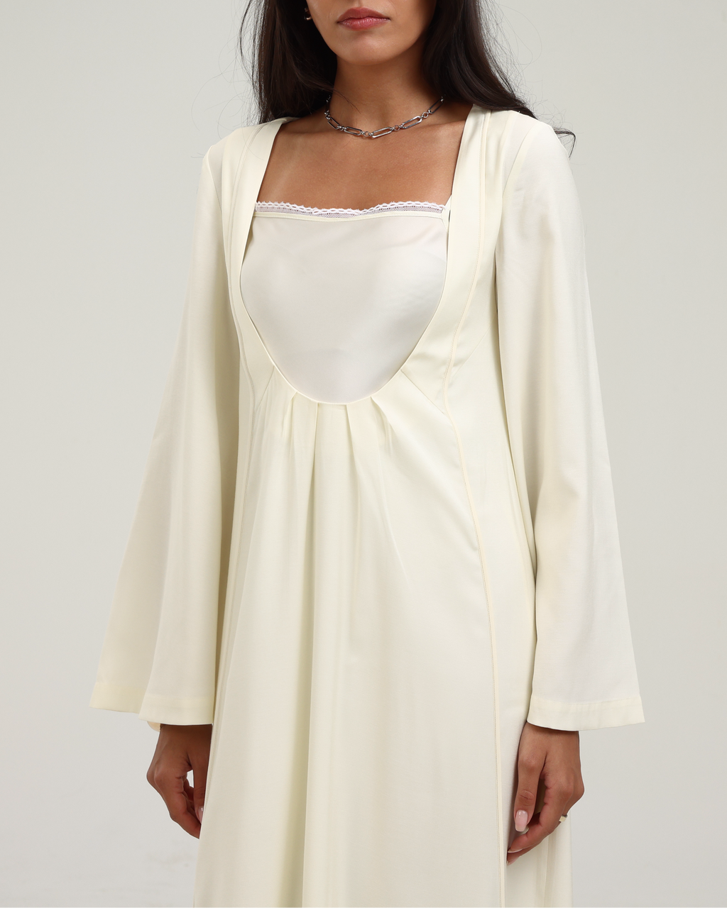 Open Front Kaftan - Cream
