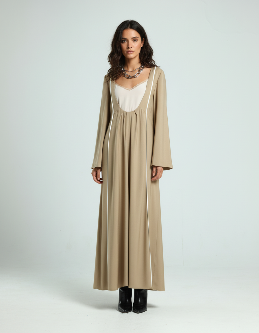 قفطان مفتوح - بيج