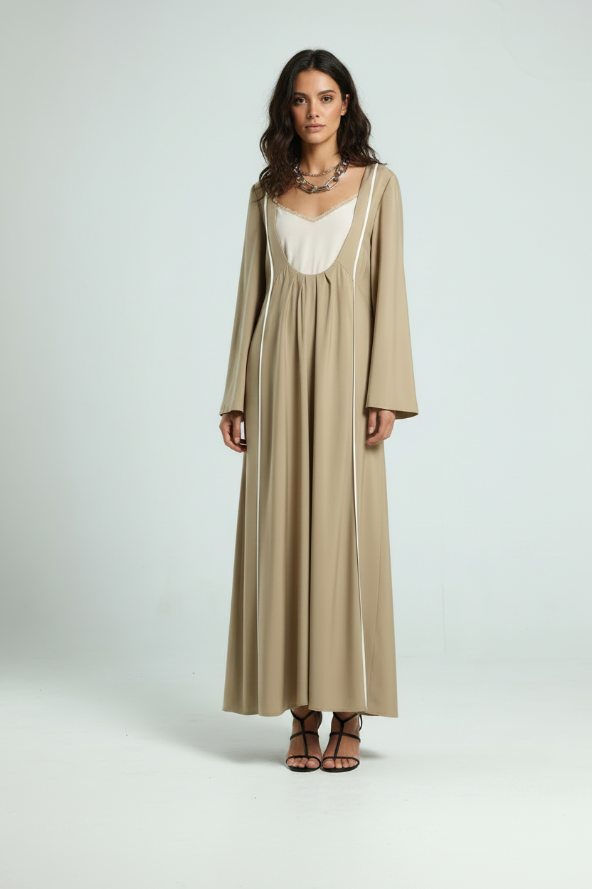 Open Front Kaftan - Beige