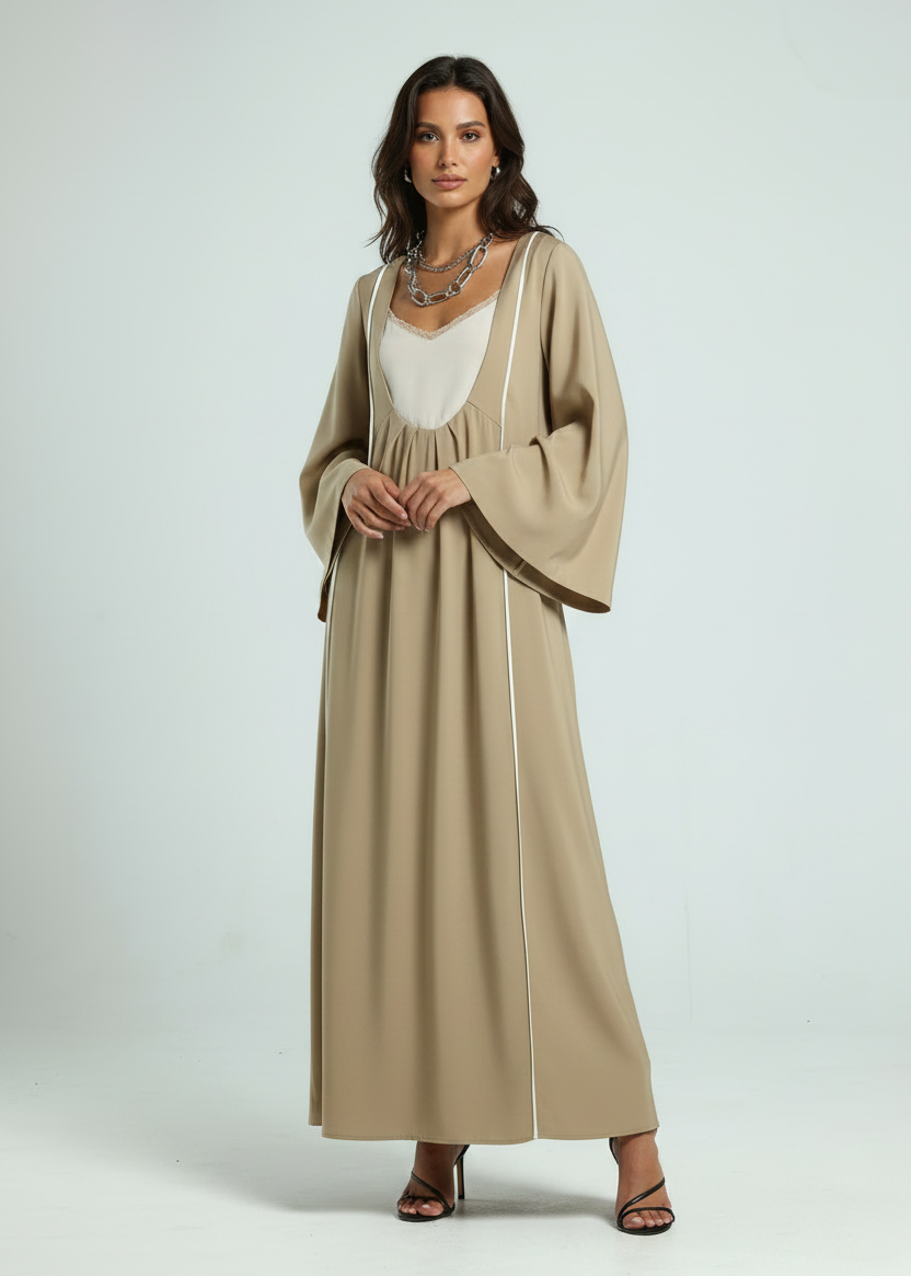 Open Front Kaftan - Beige