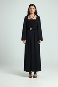 Open Front Kaftan - Black