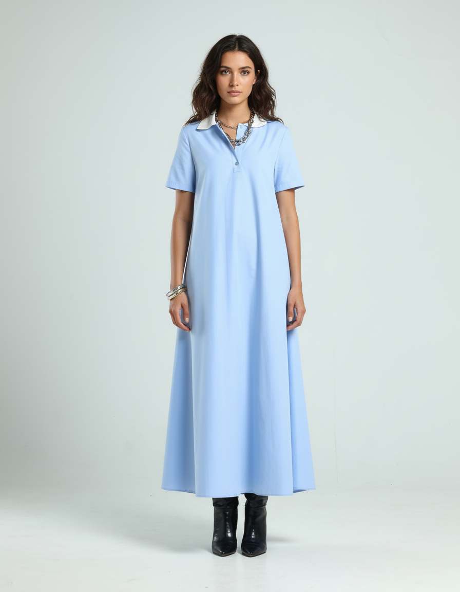 فستان بولو - أزرق