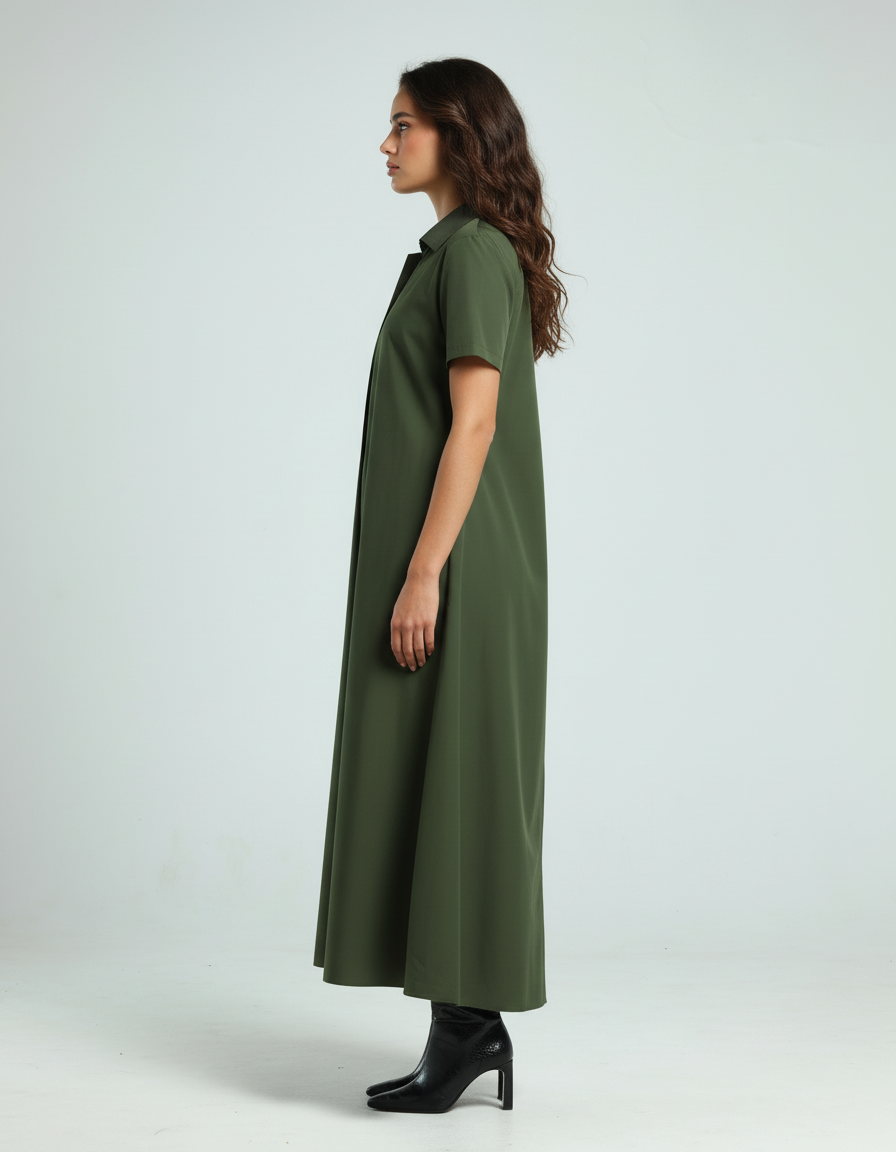 فستان بولو - أخضر زيتوني