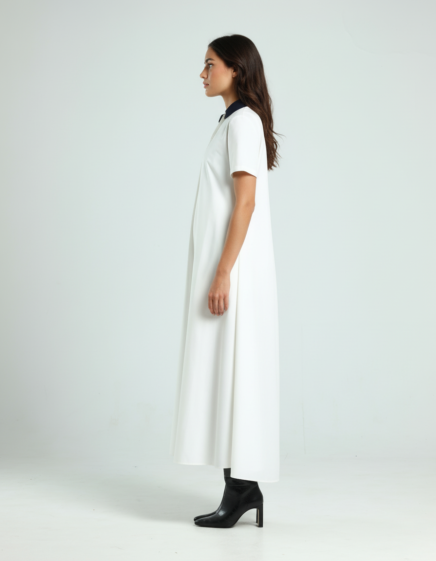 فستان بولو - أبيض