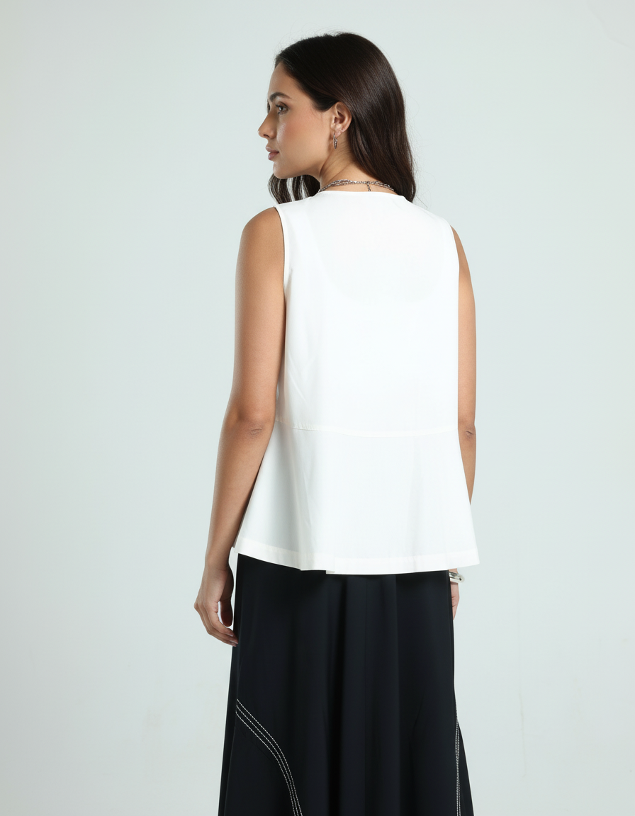 Poplin Peplum Shirt - Off-White