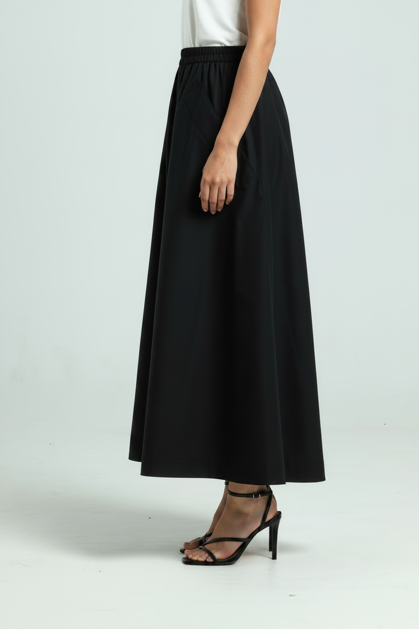 Cotton Poplin Skirt - Black