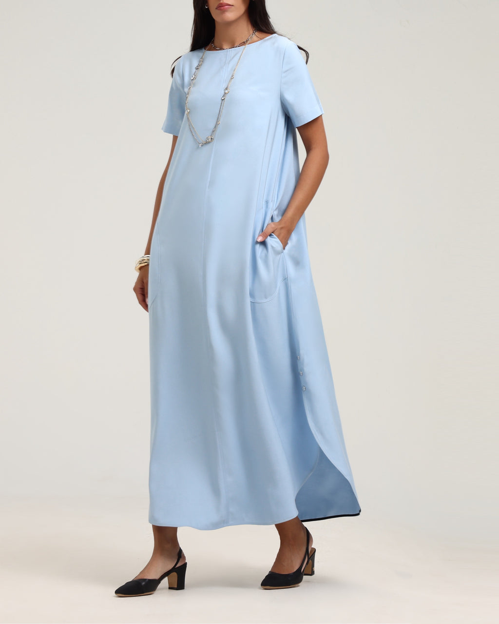 Round Hem Kaftan- Blue