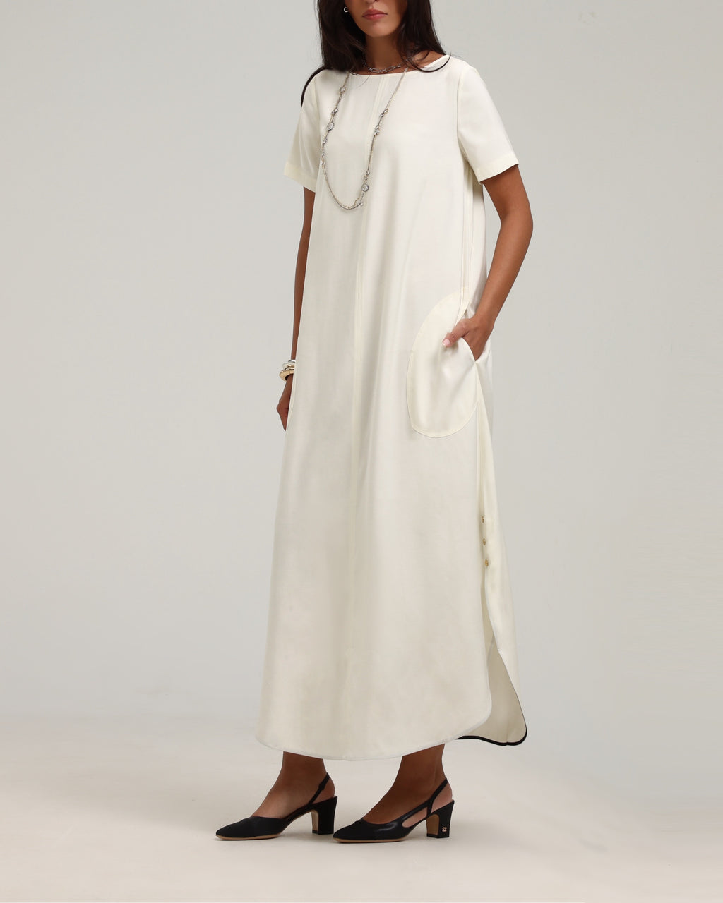 Round Hem Kaftan- Cream
