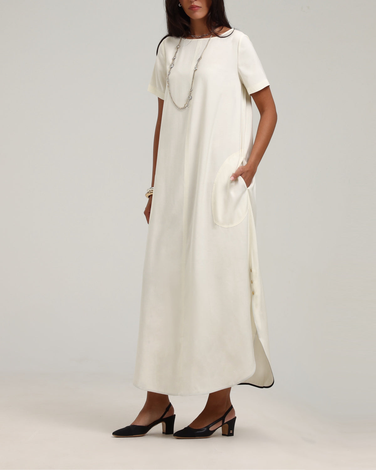 Round Hem Kaftan- Cream
