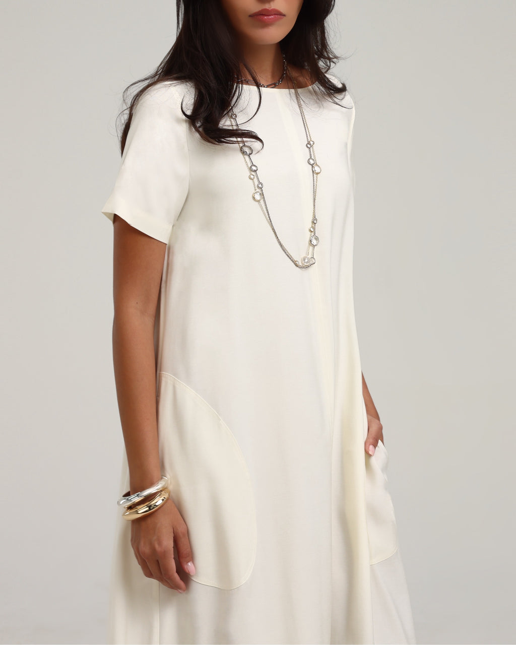 Round Hem Kaftan- Cream