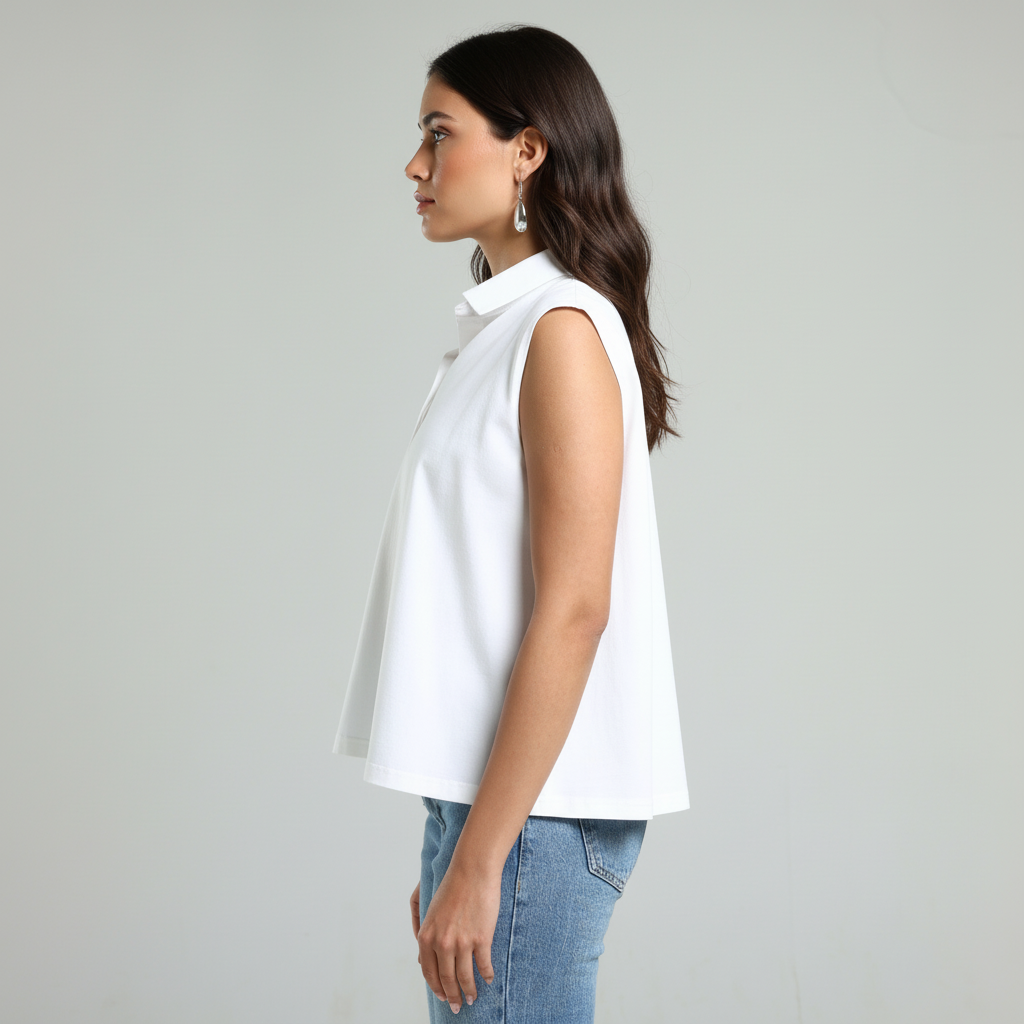 Sleeveless Polo Shirt - White