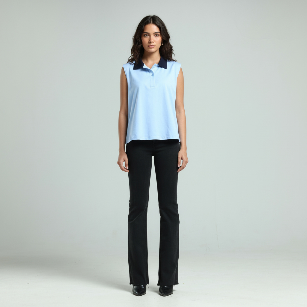 Sleeveless Polo Shirt - Blue