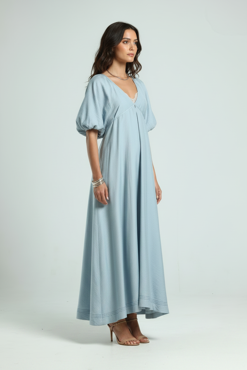 V Neck Kaftan - Blue