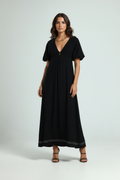 V Neck Kaftan - Black