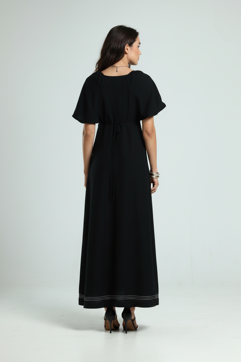 V Neck Kaftan - Black