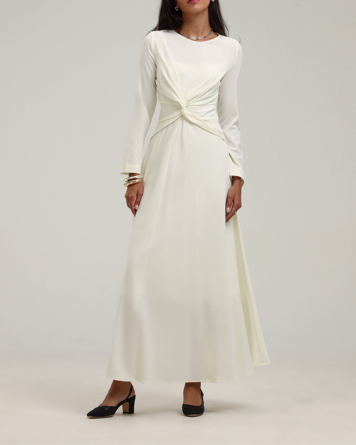 Megan Knot Dress- Cream