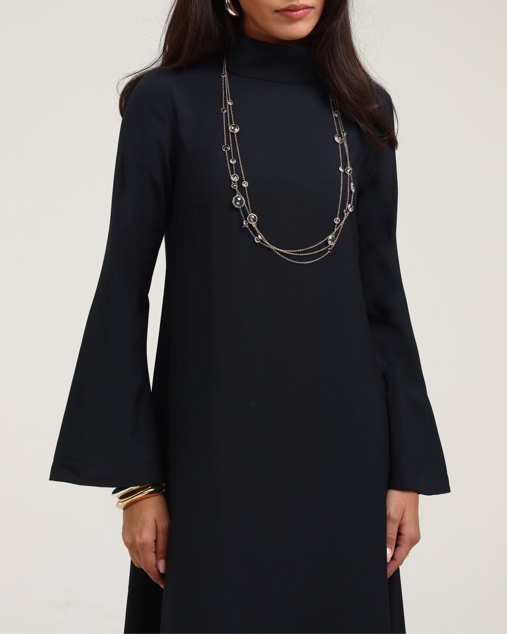 High Neck Dress- Black