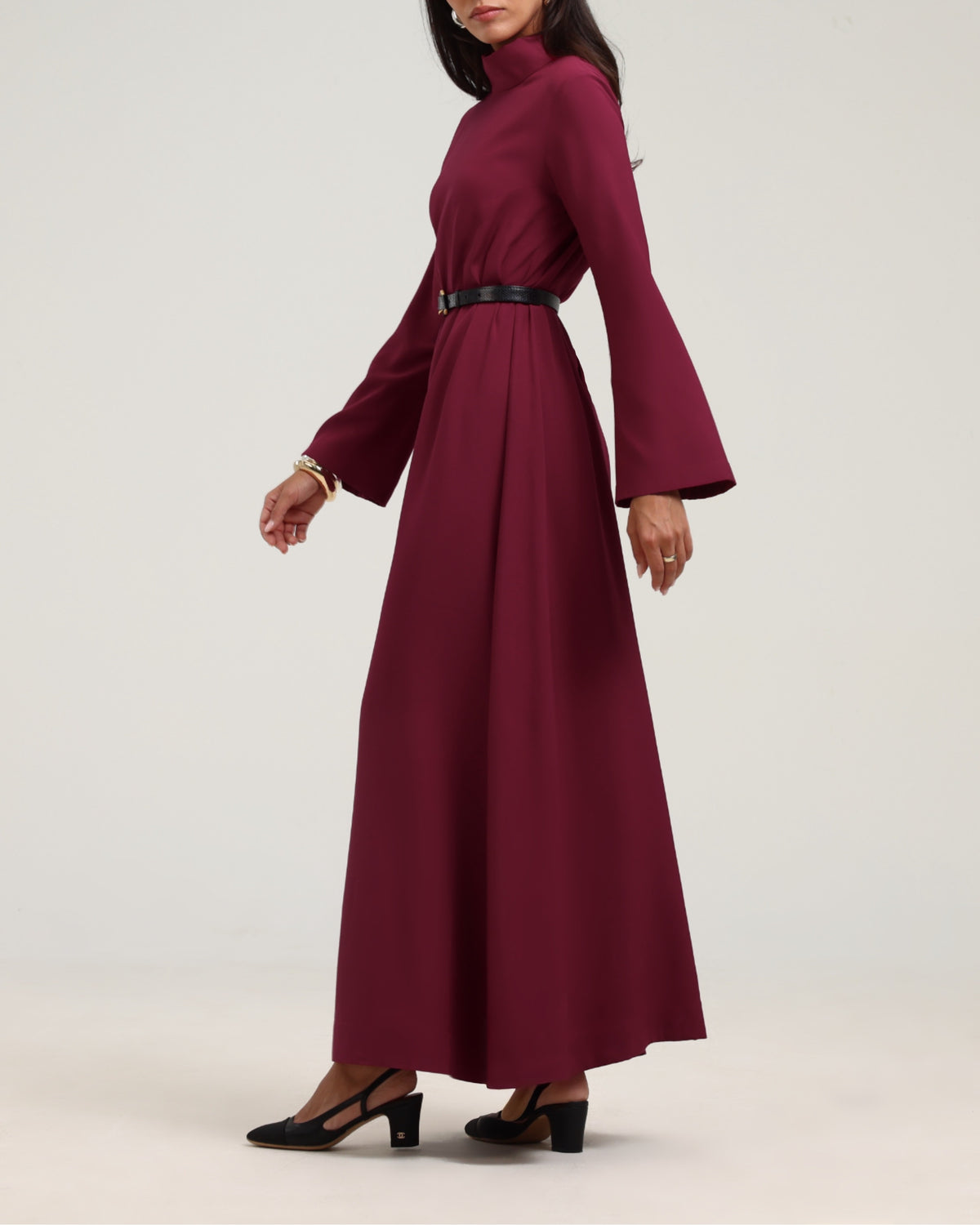 High Neck Dress- Cherry