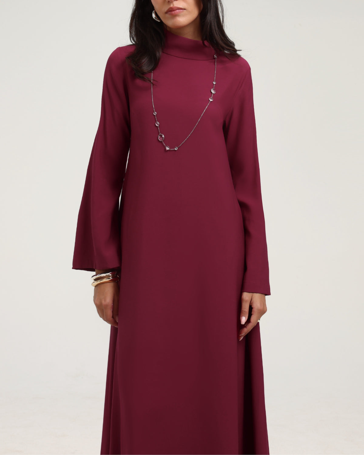 High Neck Dress- Cherry