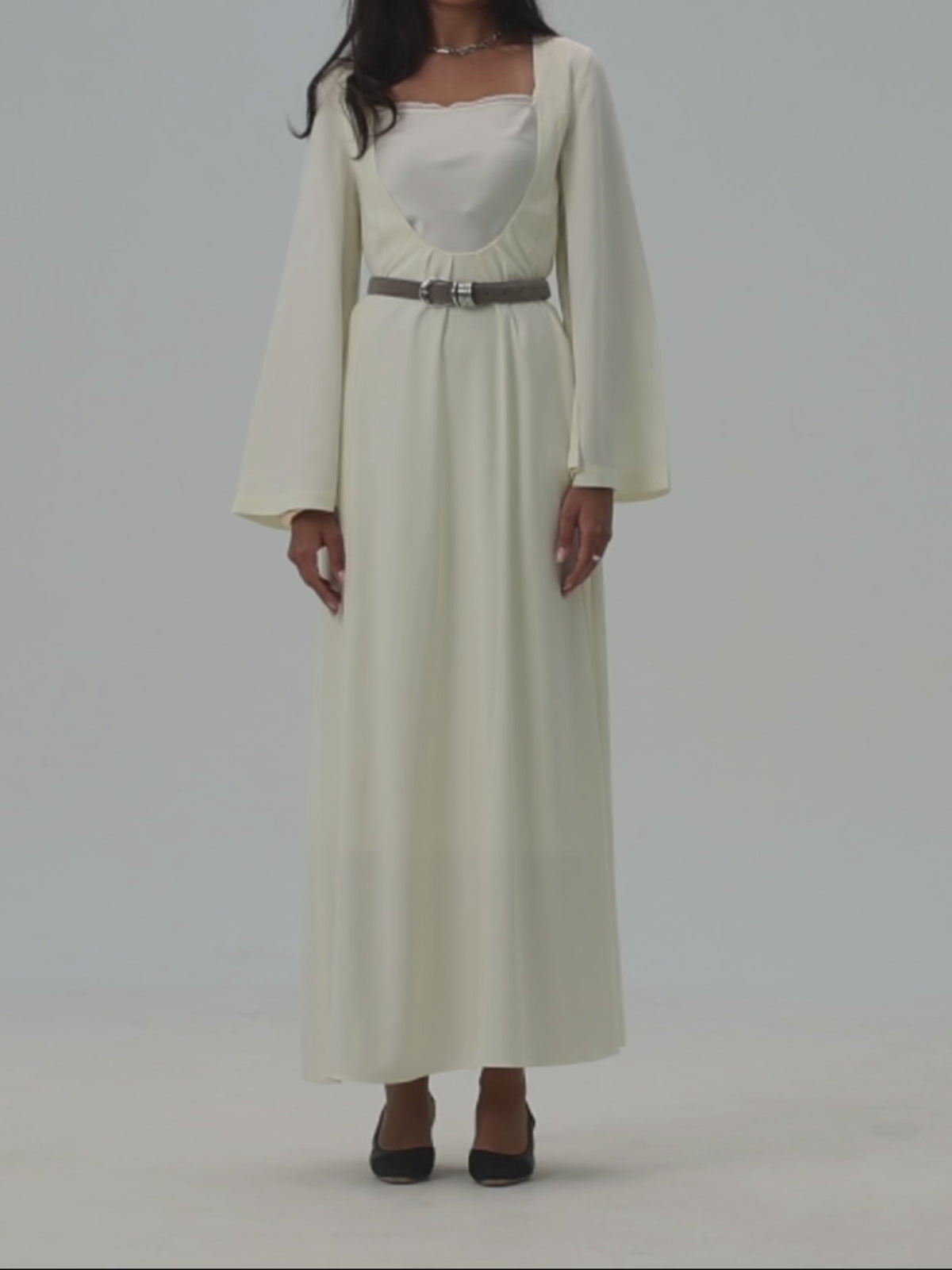 Open Front Kaftan - Cream