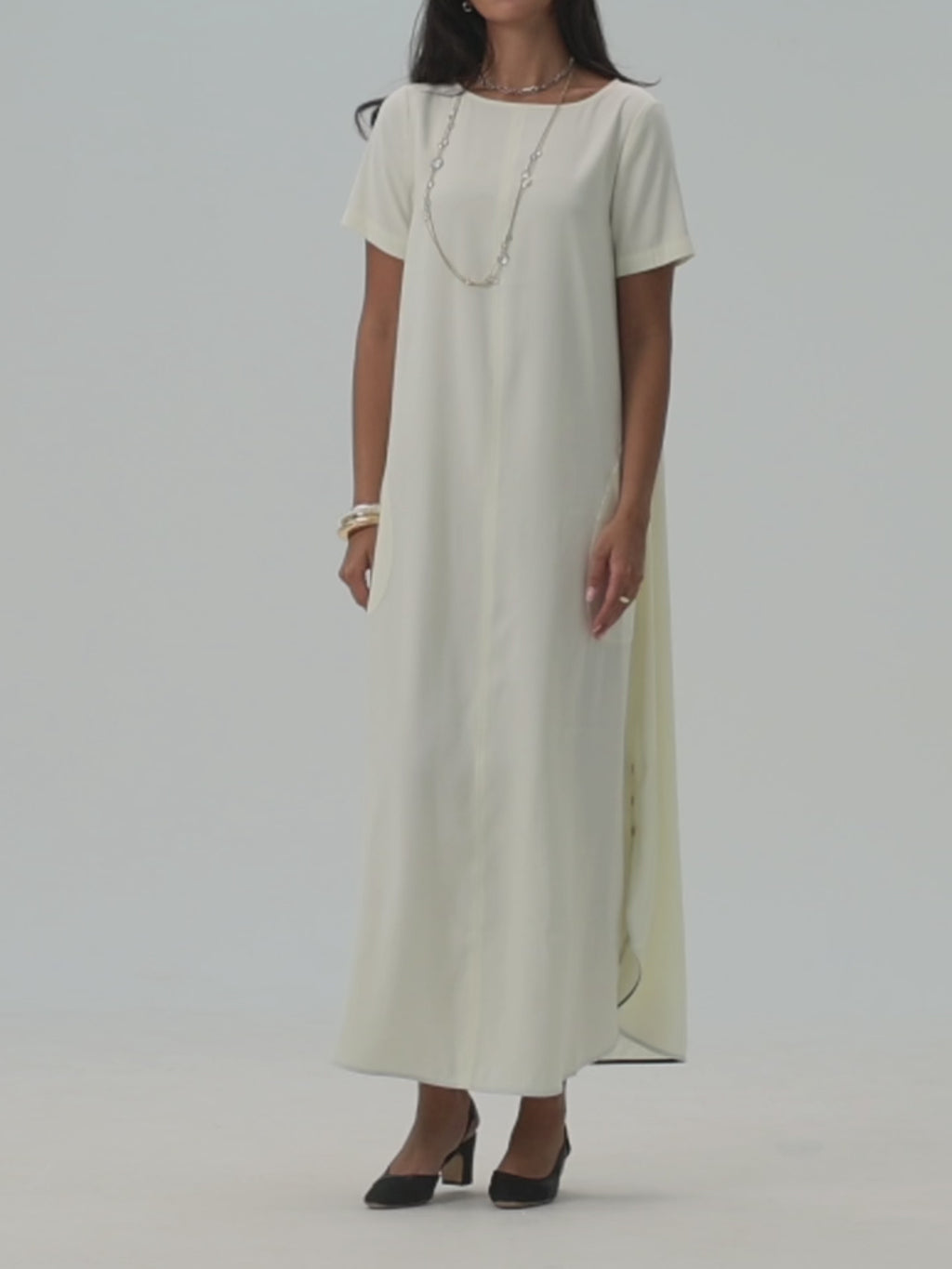 Round Hem Kaftan- Cream