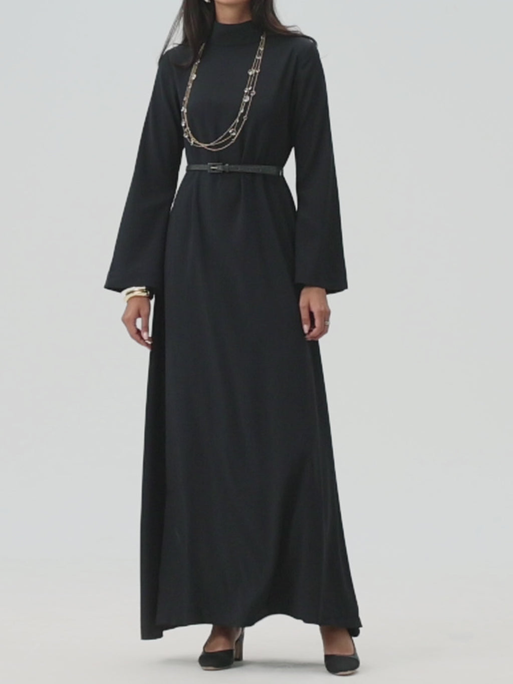 High Neck Dress- Black