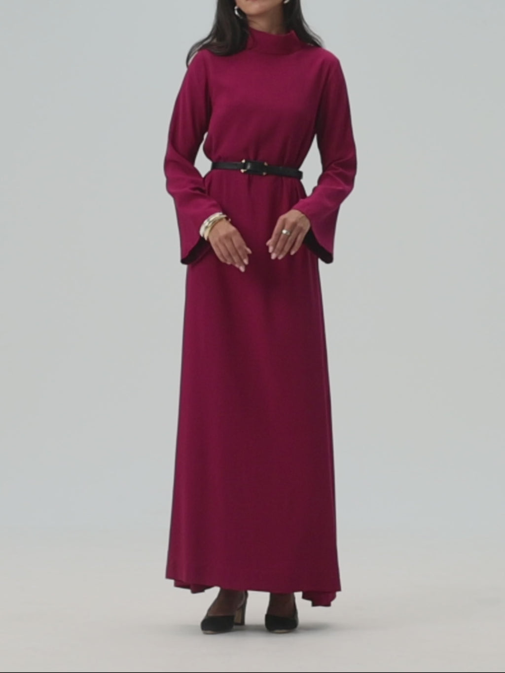 High Neck Dress- Cherry