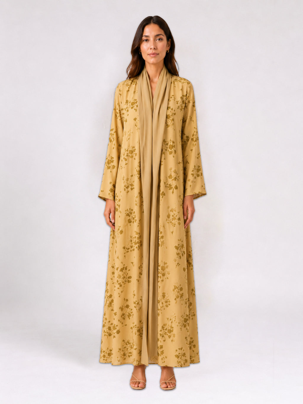 Yellow Floral Print Abaya
